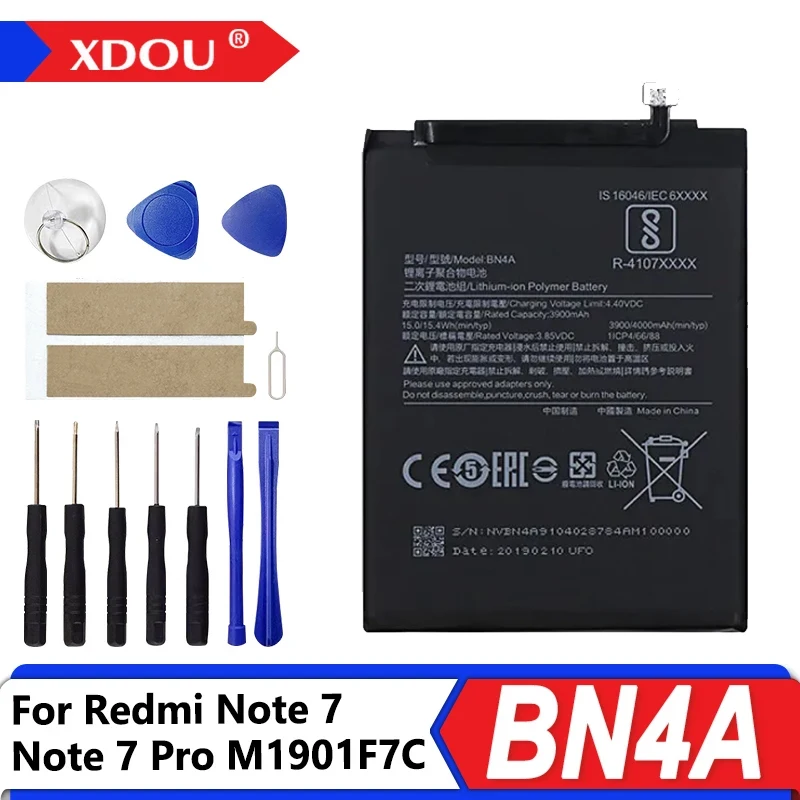 Brand New BN4A 4000mAh Battery For Xiaomi Redmi Note 7 Note 7 Pro M1901F7C High Quality Phone Replacement Batteries+Tools