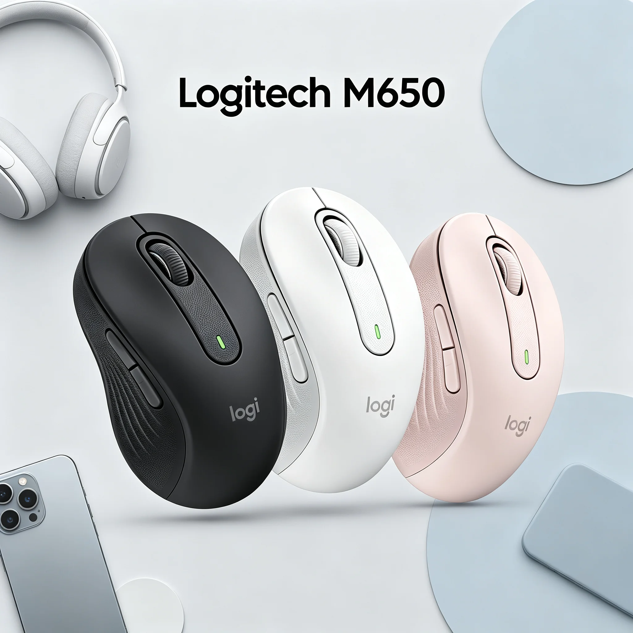 Logitech Signature M650 Wireless Mice SilentTouch Technology SmartWheel Auto Switch Scroll 4000DPI Optical Tracking Multi OS Lin