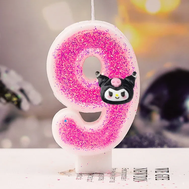 Kuromi Digit 0-9 Wax Candle Sanrio Anime Cake Topper Wax Light Party Birthday Decoration Wedding Centre De Table Anniversaire