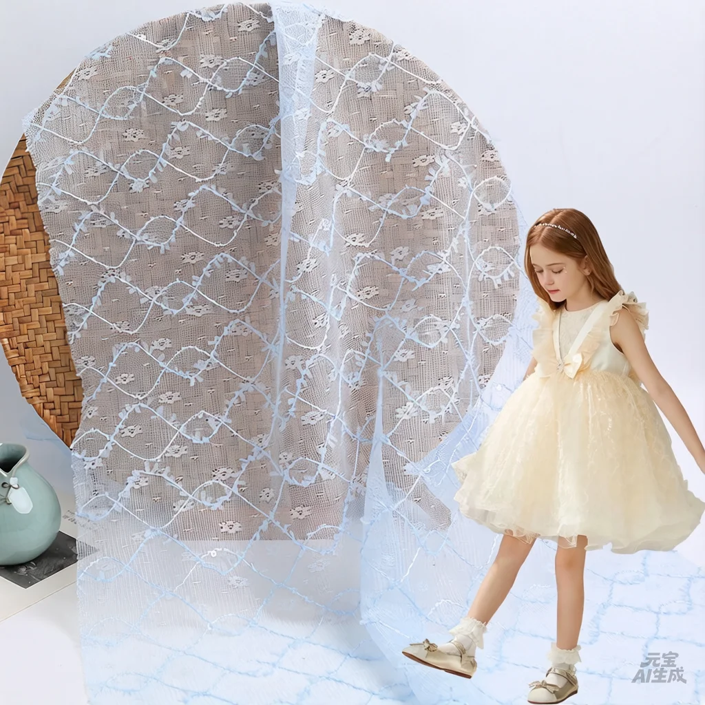 New Wavy Lace Embroidery Fabric Women's Dress Dress Wedding Dress Embroidery Fabric Throw Pillow Decorative Fabric Sewing