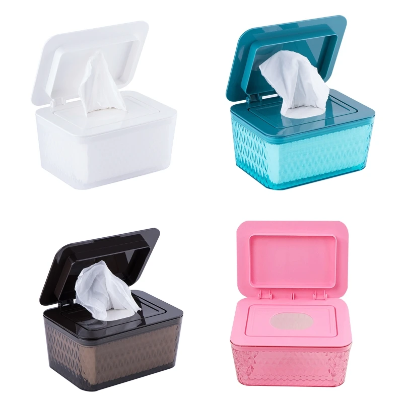 Non-Slip Wipes Dispenser Tissue for Case with Moisture Seal Ring Secure Lid Dustproof Wipes Holder Home Office Napkin Container