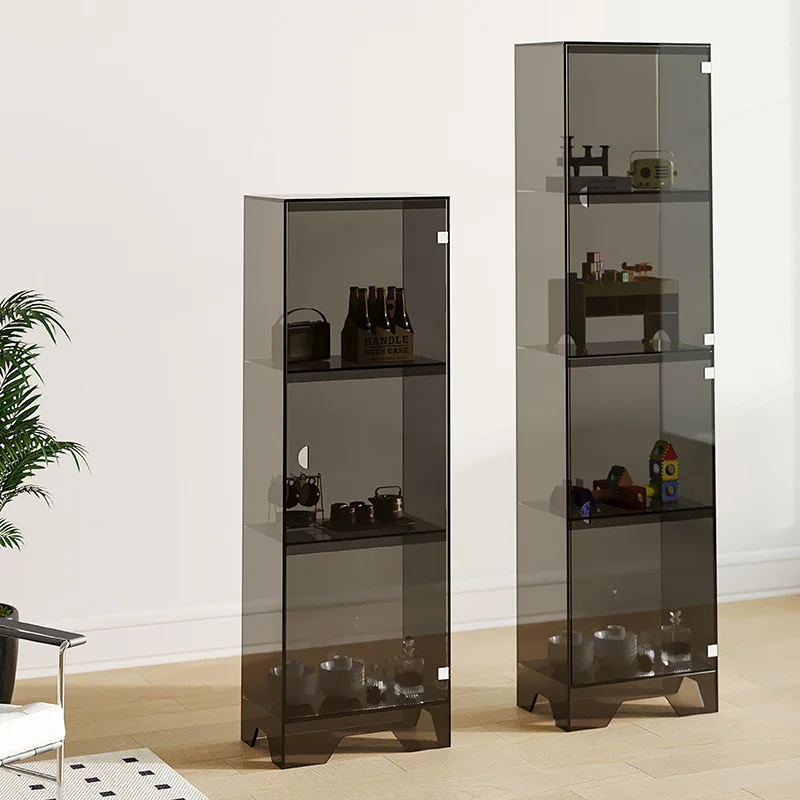 

Custom. Storage Glass Door Living Room Narrow Storage Modern Double Door Multi-Layer Single Door Light Luxury Transparent