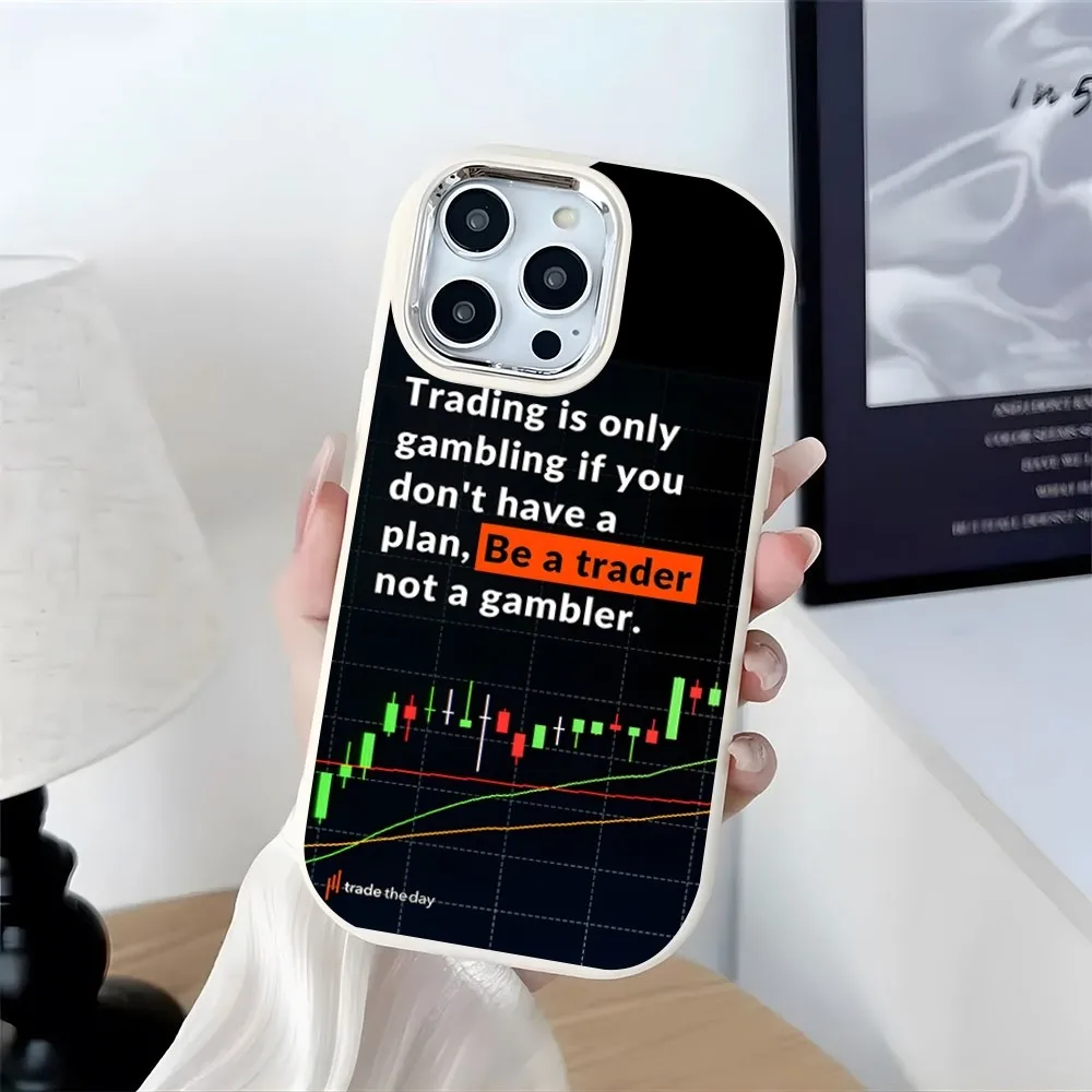 Day Trading Day Trader Trader Trading Phone Case Plating Camera Oval Soft Silicone For IPhone 16 15 11 12 13 14 Pro Max Thicken