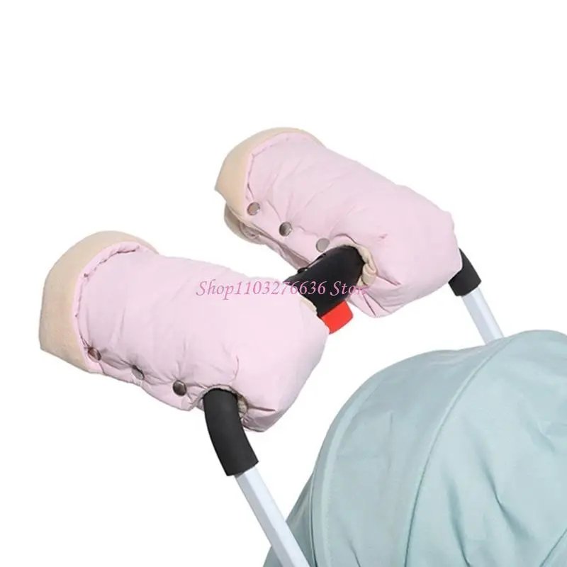 R6FD Soft Warm Baby Strollers Gloves with Plush Lining Windproof Pram Hand Cover
