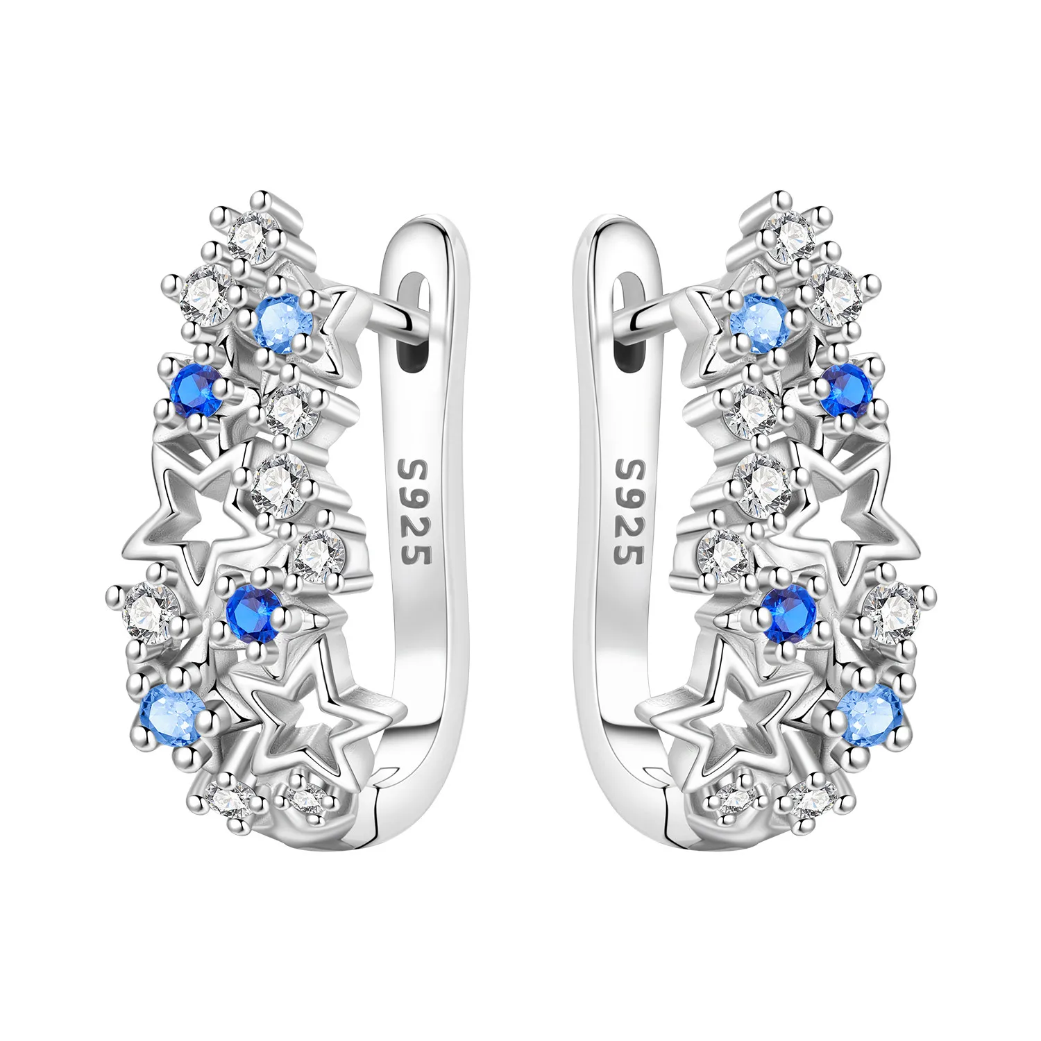 

PANPOKI оригинальные серьги из стерлингового серебра 925 пробы с синей звездой и рекой, женские серьги-кольца, юбилейные ювелирные изделия, модные подарки