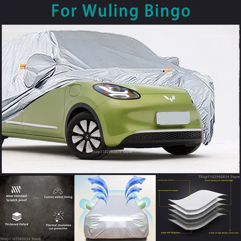 For Wuling Bingo 210T Full Car Covers Outdoor Sun uv protection Dust Rain Snow Protective Anti-hail car cover Auto cover