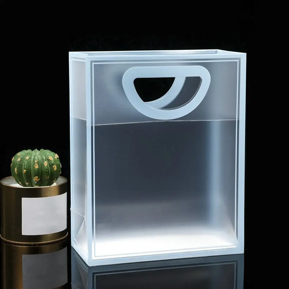 Portable Clear PVC Gift Bags Waterproof Frosted Plastic Packaging Bags Simple Style Tote Bag Wedding Party