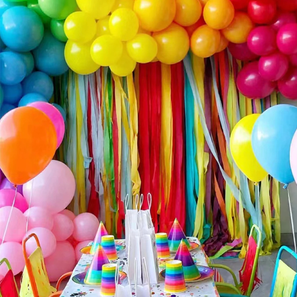 6Pcs Colored Crepe Paper Roll DIY Origami Party Decor Rainbow Streamer Wrinkle Paper Backdrop Curtain Wedding Baby Shower Supply