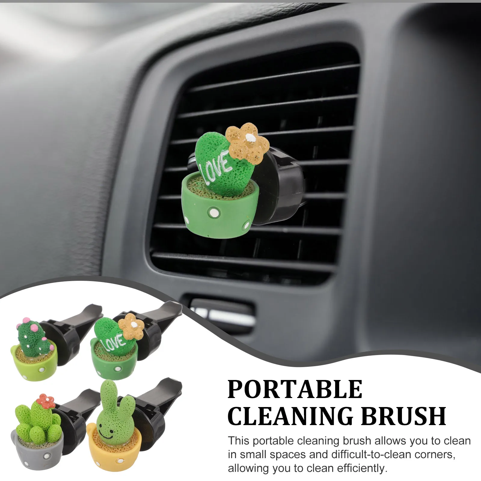 

4pcs Cactus Air Freshener Vent Clips Resin Car Interior Accessories Aromatherapy Decoration Diffuser Clip For Dashboard Home