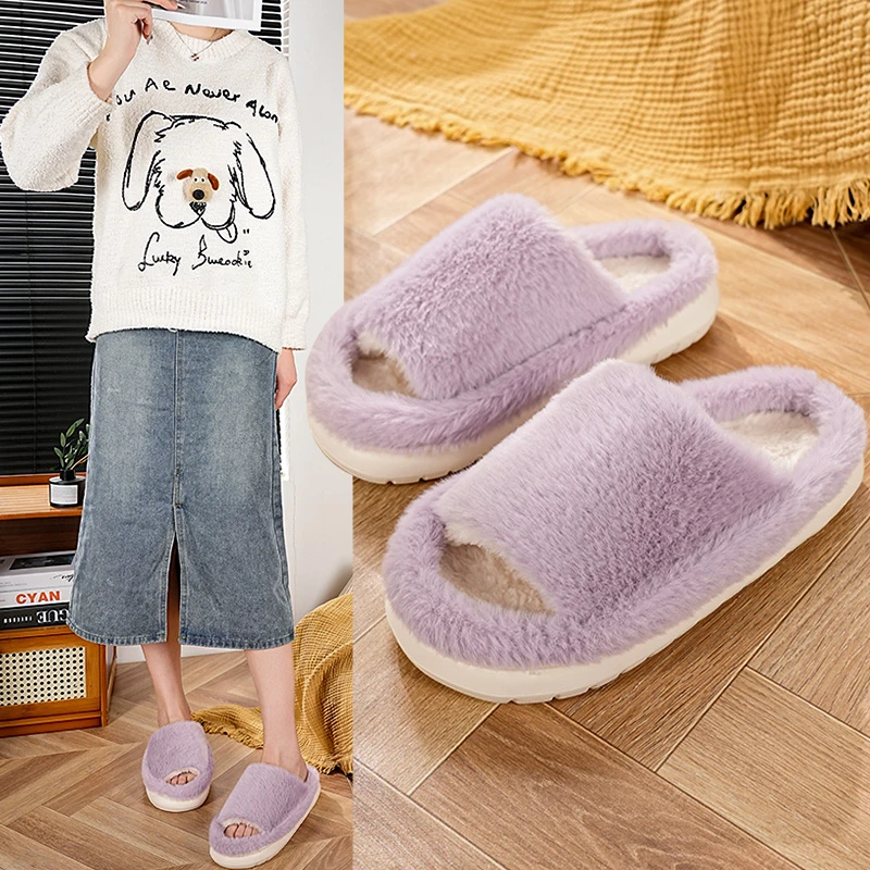 

2025 Thickened Fleece Slippers Home Comfortable Soft Bottom Casual Cotton Slippers Warm Indoor Outdoor Slippers