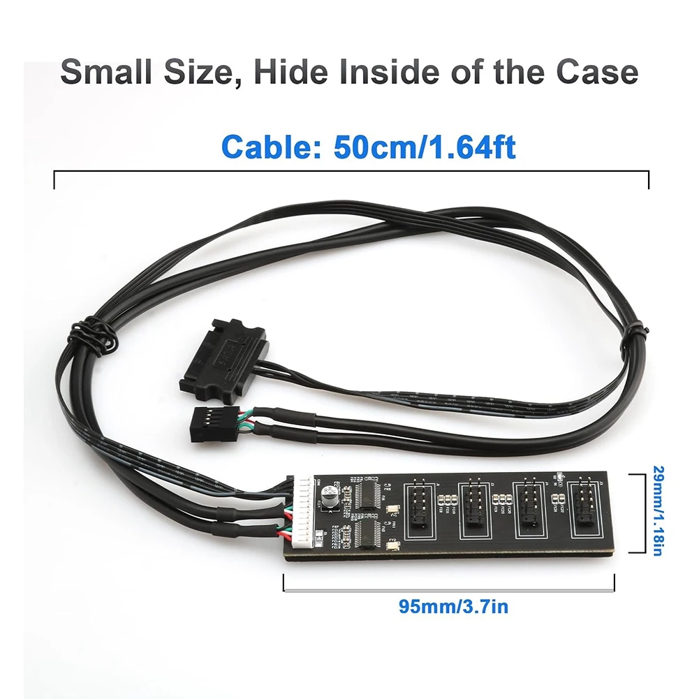 Neuer 9-poliger USB-Header-Splitter, USB 2.0-Header-Splitter mit SATA-Stromkabel, interner USB-Hub für CPU/RGB-Licht/Drucker