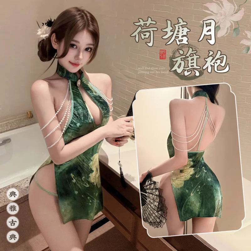 

Hot Sexy Women'S Lingerie Exposed Chest Cheongsam Flirting Fun High Slit Exposed Buttocks No Need To Take Off Lingerie