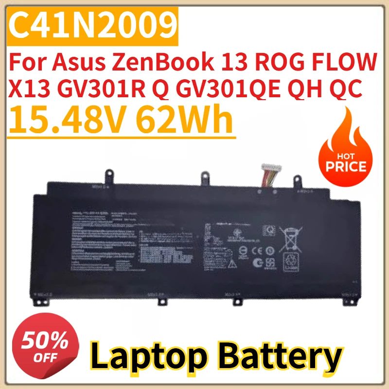 

High Quality New C41N2009 Laptop Battery 15.48V 62Wh for Asus ZenBook 13 ROG FLOW X13 GV301R Q GV301QE QH QC Replacement Battery