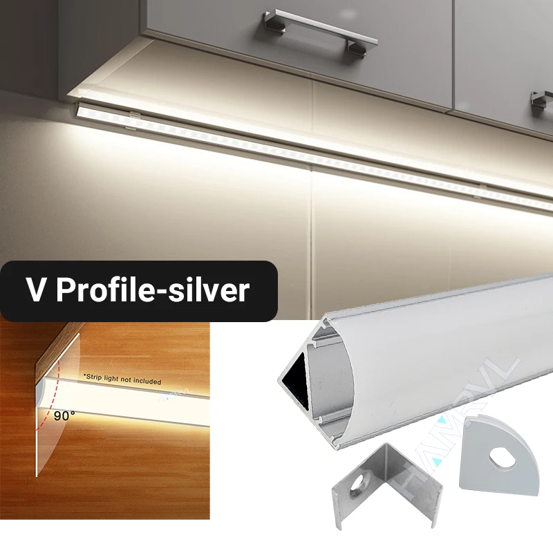 0.5M 2-30pcs Led Aluminum Profile Channel Diffuser Holder U/V/W Shape Black/silver Linear Light Bar Ceiling Wall Corner Lighting