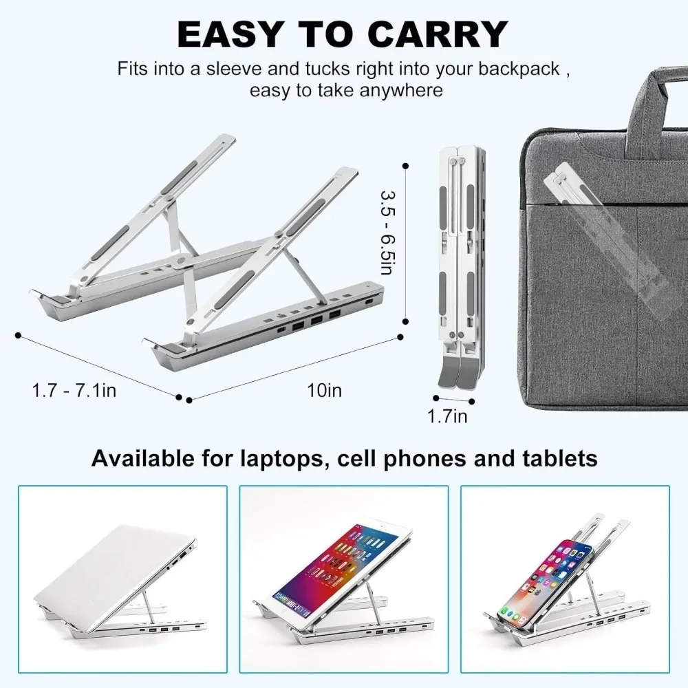 Stojak na laptopa Przenośny wspornik ze stopu aluminium do Macbooka Składany regulowany stojak na tablet komputerowy PC Uchwyt odprowadzający ciepło — zdjęcie produktu 6