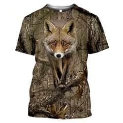 T-shirts Jungle Camouflage Animals Summer Children's clothing 3D Print Kid T Shirt Fashion Casual Cartoons T-shirt Boy Girl Tops