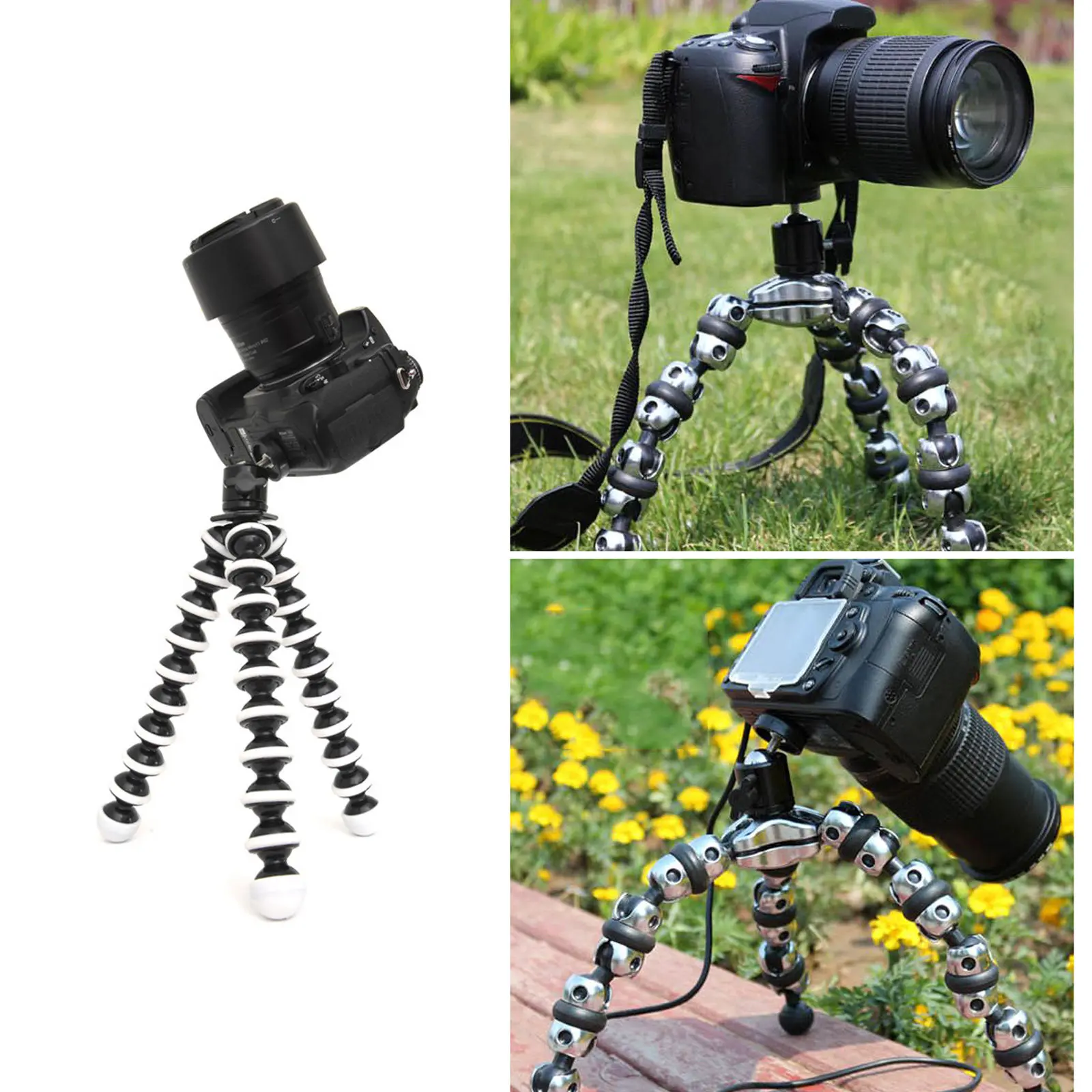 

2Pcs Mini Tripod Head Black Plastic Metal Compact Light Weight Smooth Movement 360 Degree Pan Camera Ball Head