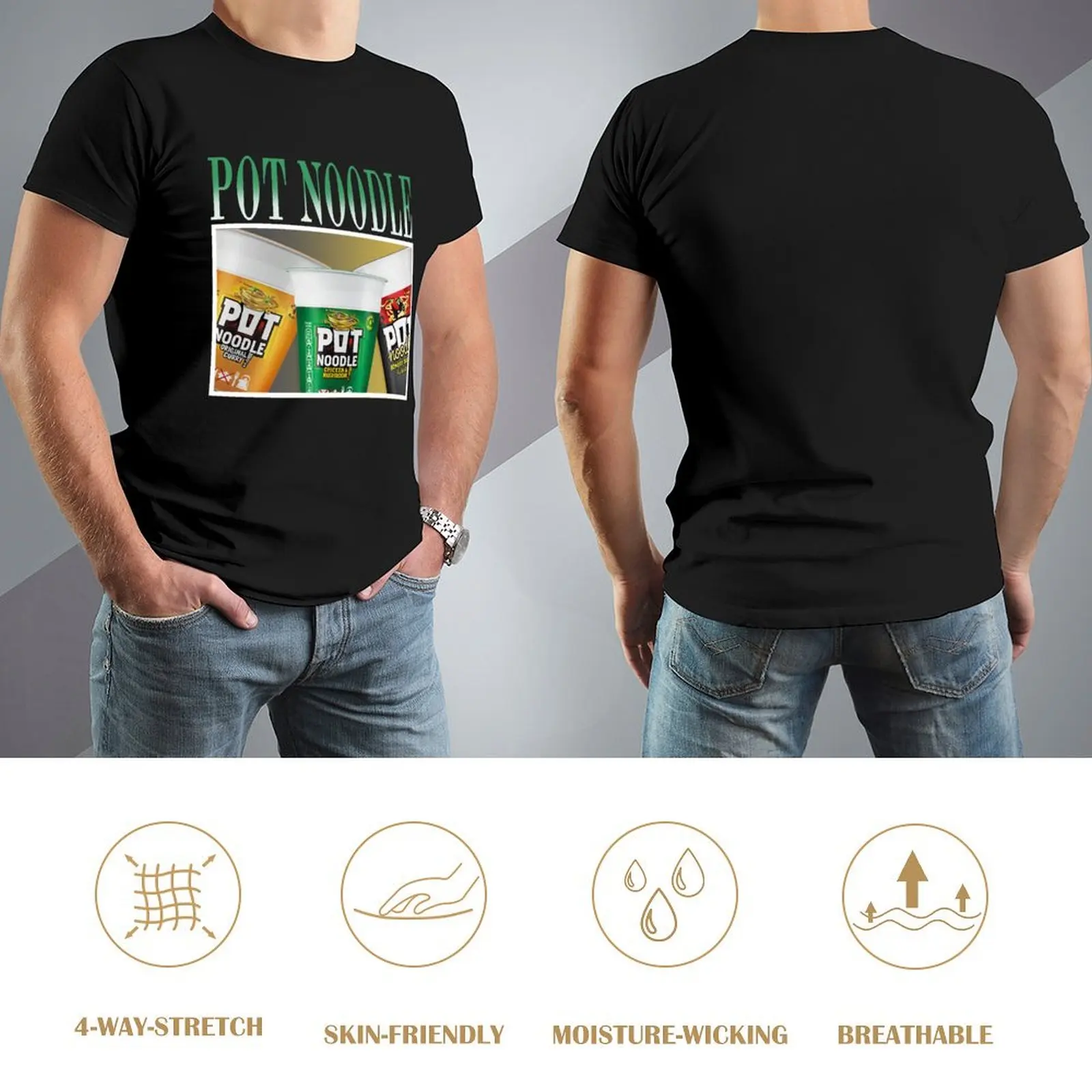 Pot noodle vintage 90s T-Shirt for a boy shirts graphic Luxury man sweat plain black t shirts men