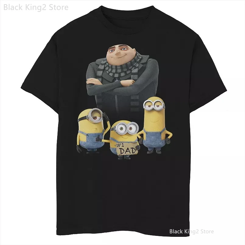 Despicable Me Minions Banana Elemental Square Happy Graphic Tee Funny Cotton T-Shirt Men Cartoon T Shirt Unisex Tops Clothing