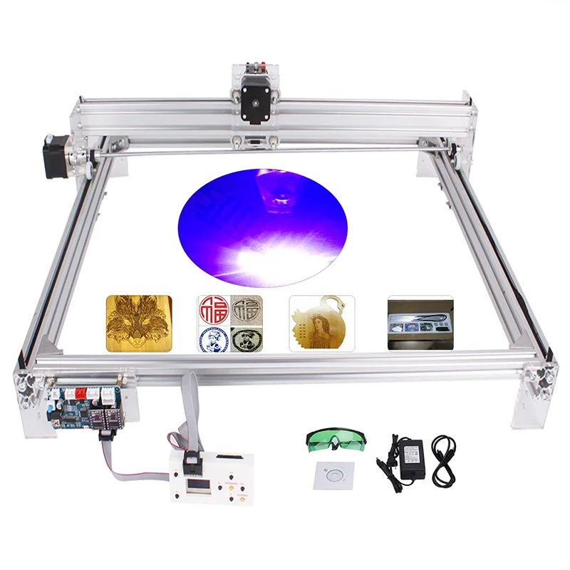Máquina de gravação CNC 2 eixos, Área de trabalho 65x50cm, TTL, PMW Controle, 20W, Gravador do laser, Couro DIY, Máquina de corte de madeira