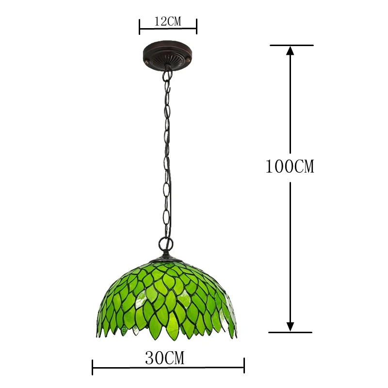 Imagem -03 - Lustre da Folha Verde Estilo de Tiffany Restaurante Ocidental Decoração do Jardim da Cabine Vidro E27 Diodo Emissor de Luz Presente da Forma 12 110v 220v 230v