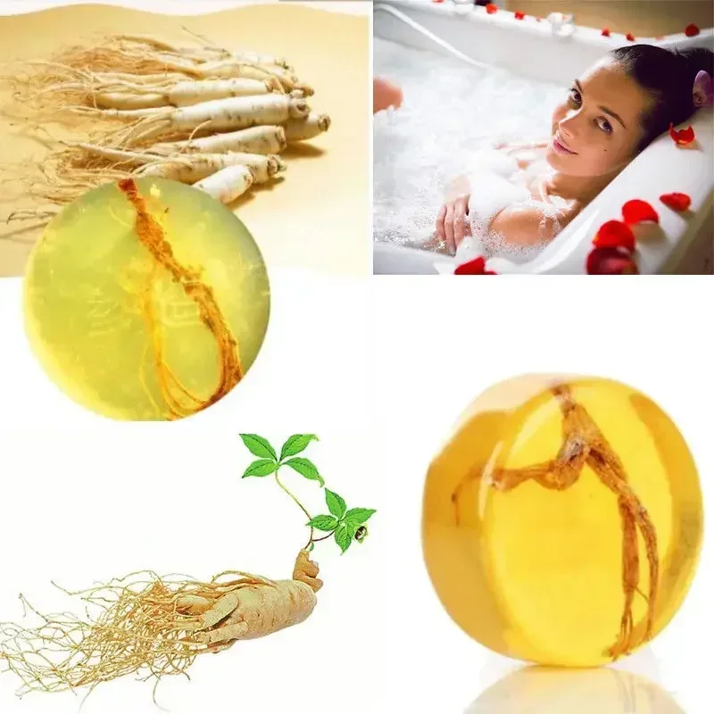 100g Natural Ginseng Handmade Soap - Anti-acne Chinese Herb Face Essential Soap for Clearer Skin
