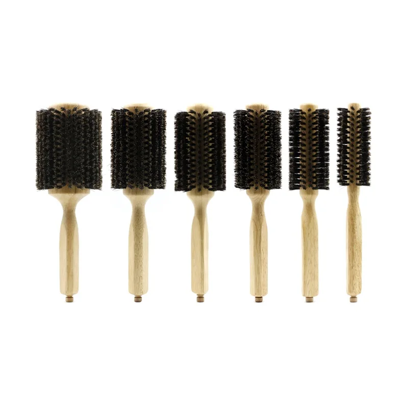 Professional Pure Bristle Brush Removable Detachable Hairdressing Salon Round Brush Hair Brushes Hair Styling