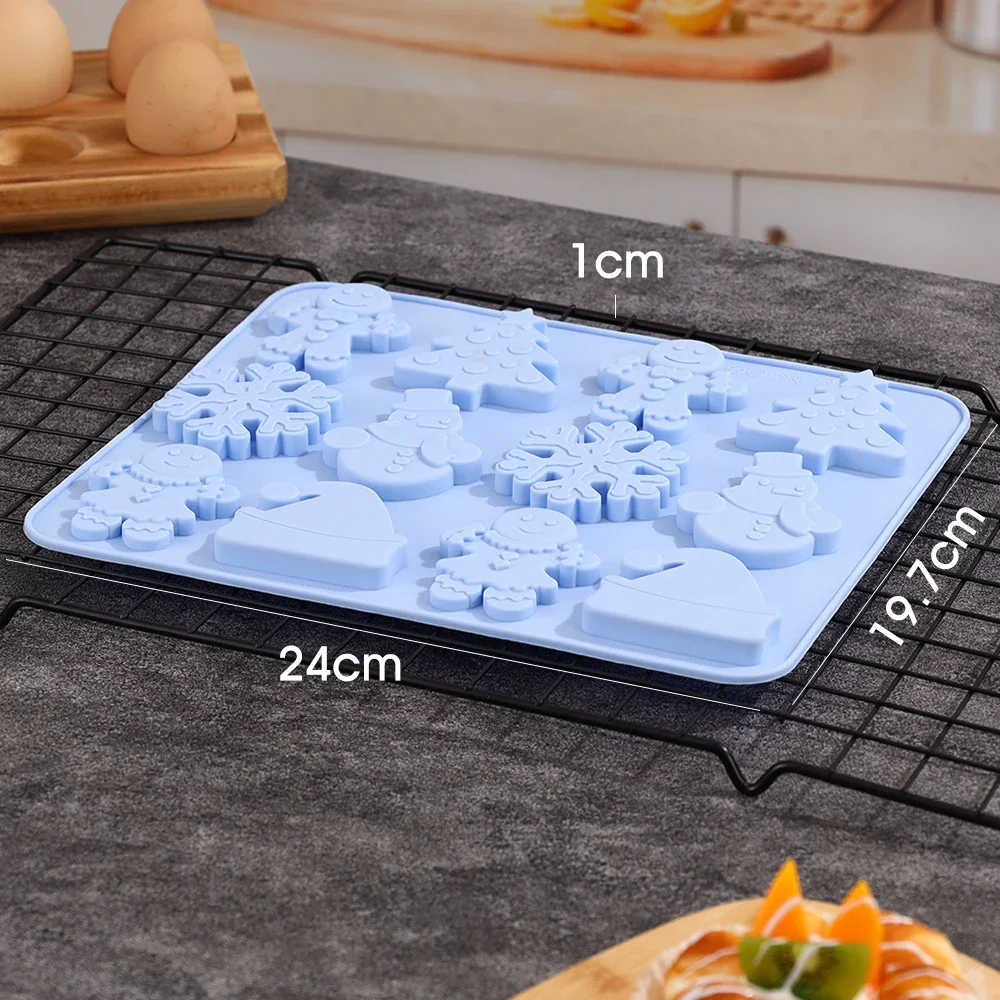 Christmas Shape Silicone Chocolate Mould Non-stick Fondant Cookie Baking Trays Snowman Santa Hat Gingerbread Man Gift Mold Tools