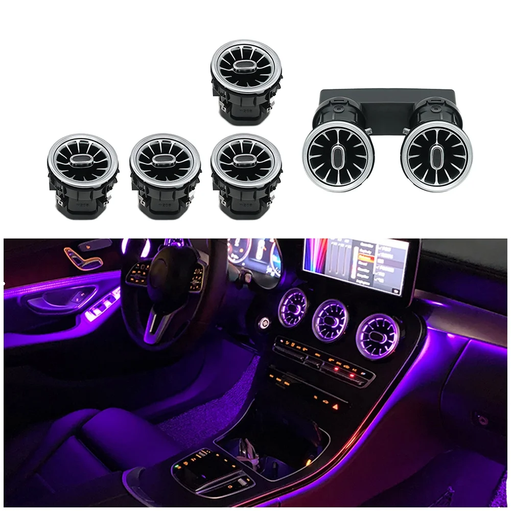 

64-цветная светодиодная турбинная лампа для вентиляционных отверстий, новая лампа для интерьера автомобиля, подходит для C-класса W205, GLC X253