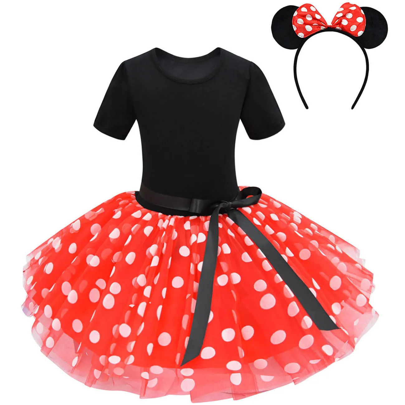 2szt Baby Girl Dresses Summer Cosplay Halloween Children Clothes Kids Minni Mouse Polka Kid Birthday Party Dress for Girls Dress