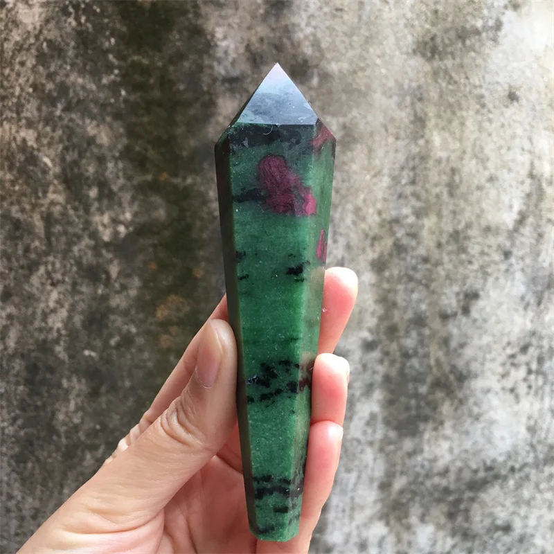 Natural Stone Ruby Zoisite Wand Scepter Crystal Tower Point Polished Quartz Healing Reiki Minerals Home Decoration