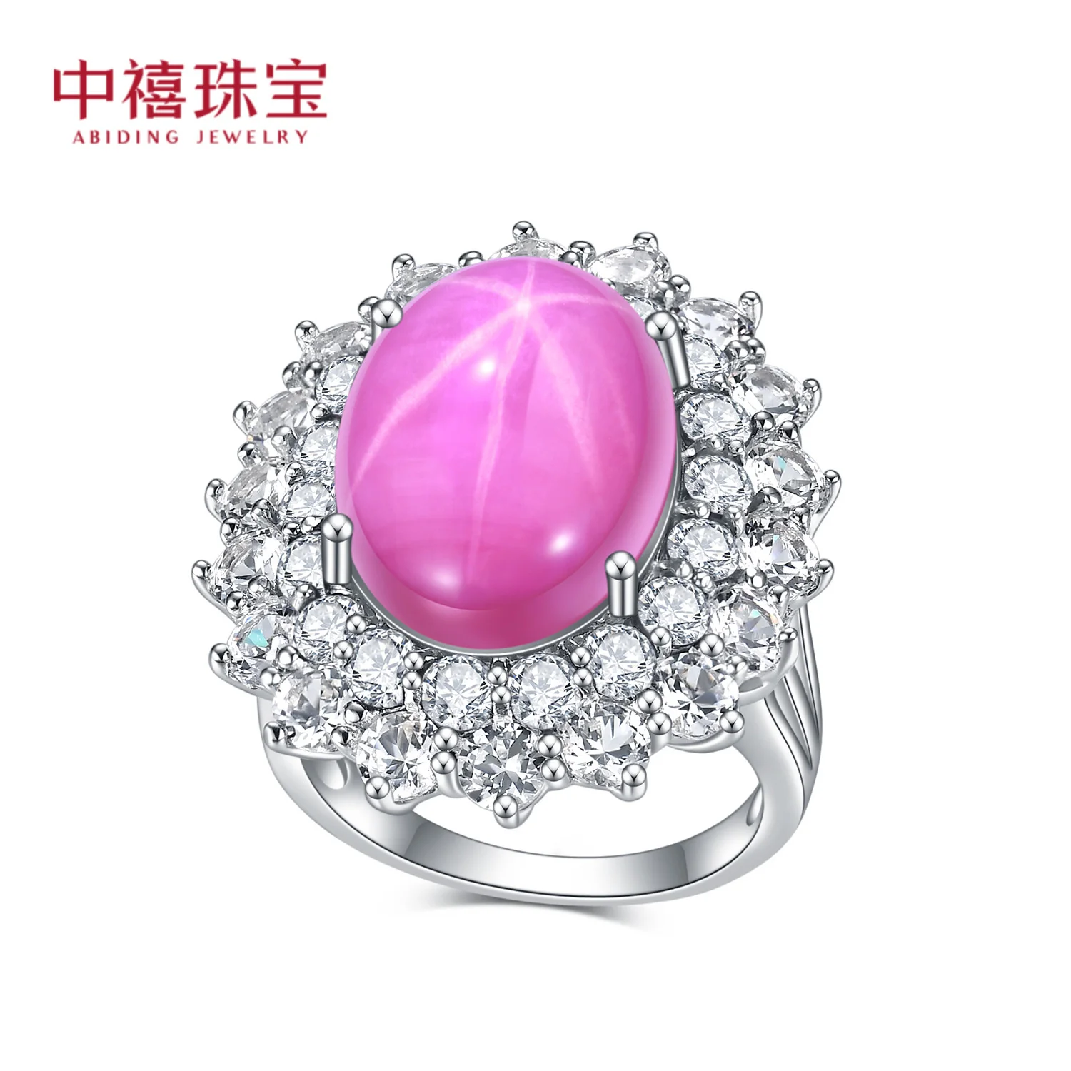 

genuine Luxury brand real jewels New Six Ray Starlight Red Luxurious Design Sense s925 Sterling Silver Inlay Ring high quality