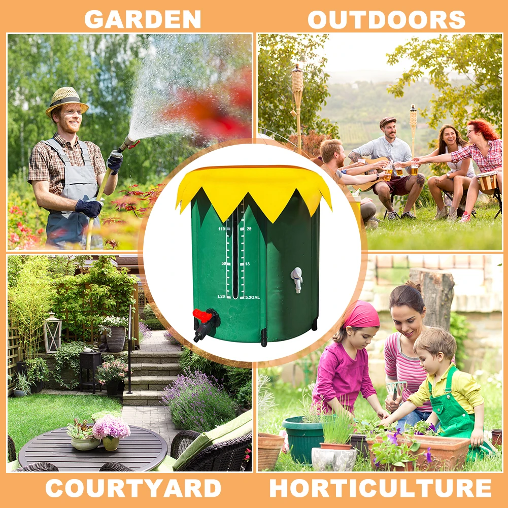 

52 Gallon Water Storage Tank Rain Barrel Collapsible PVC Rain Collection System with Three Spigots Water Barrel Collector