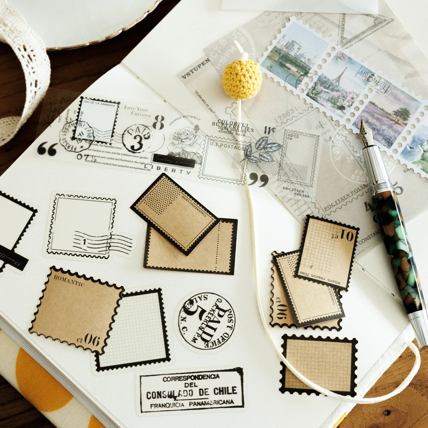 Card Lover 100 Pcs [Memorial Post Office Series] Retro Journal Material Paper Multiple Materials Deco Paper Scrapbooking Kit