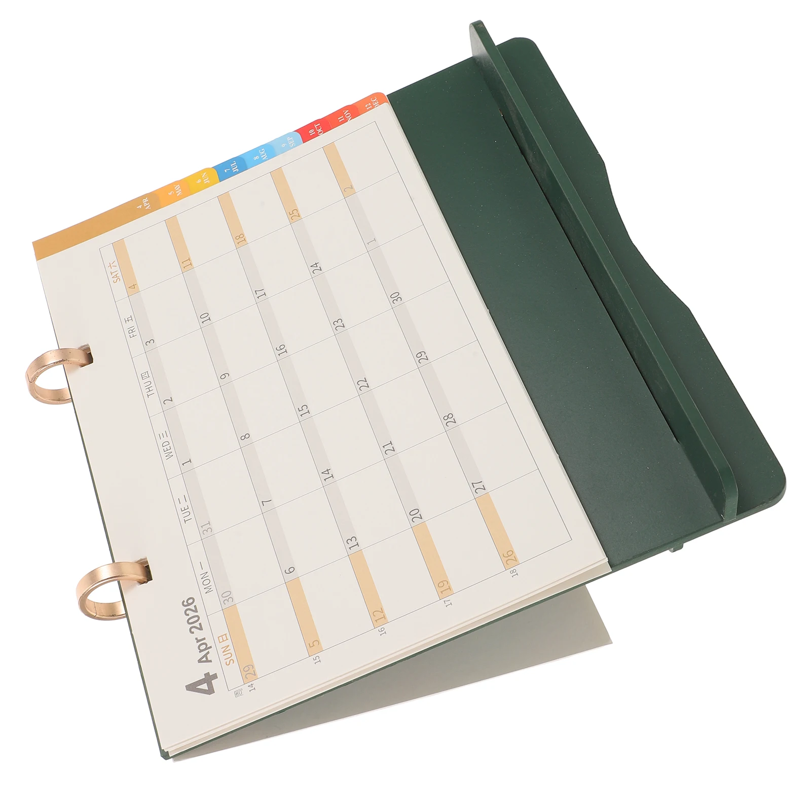 

2026 Desk Calendar Standing Flip Calendar Desktop Monthly Planner Yearly Schedule Memo Planner Colorful Tabs Green Office Desk