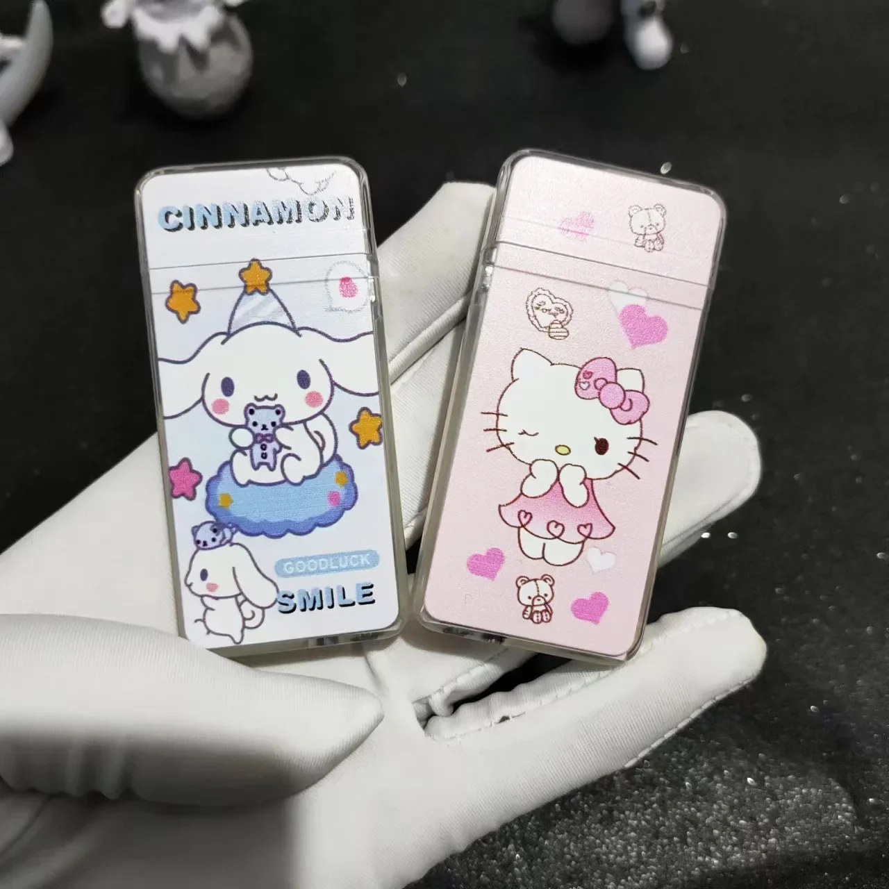 Kawaii Kuromi Pink Flame Lighter Creativity Strobe Light Igniter Hello Kitty Lighter Cinnamoroll Melody Girl Smoking Accessories