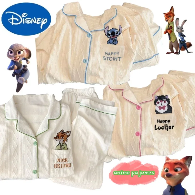 

Disney Judy Hopps Nick Wilde Stitch High Color Creative Anime Long Sleeve Pajamas New Cute Cartoon Comfortable Home Clothes suit