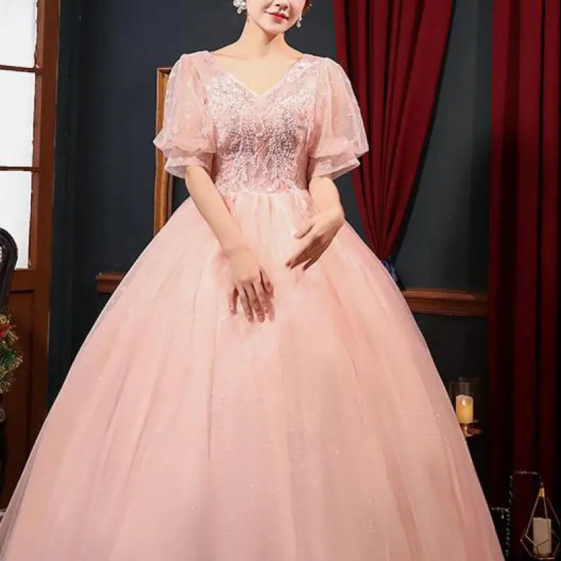 Vestidos De Quinceañera De princesa, Vestido De tul rosa, Simple, De depuración, manga corta, hinchada, hasta el suelo, Sukienka Balowa