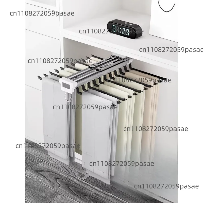 Side-mounted, Extendable Pants Rack for Wardrobes; Sliding Pants Rack for Home Walk-in Closets