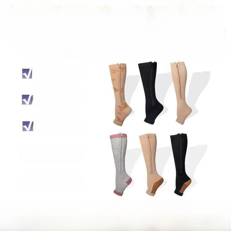 Amazon zipper Open Toe Compression Socks zip sox CompressionSocks Compression Socks Beautiful Leg Elastic Socks