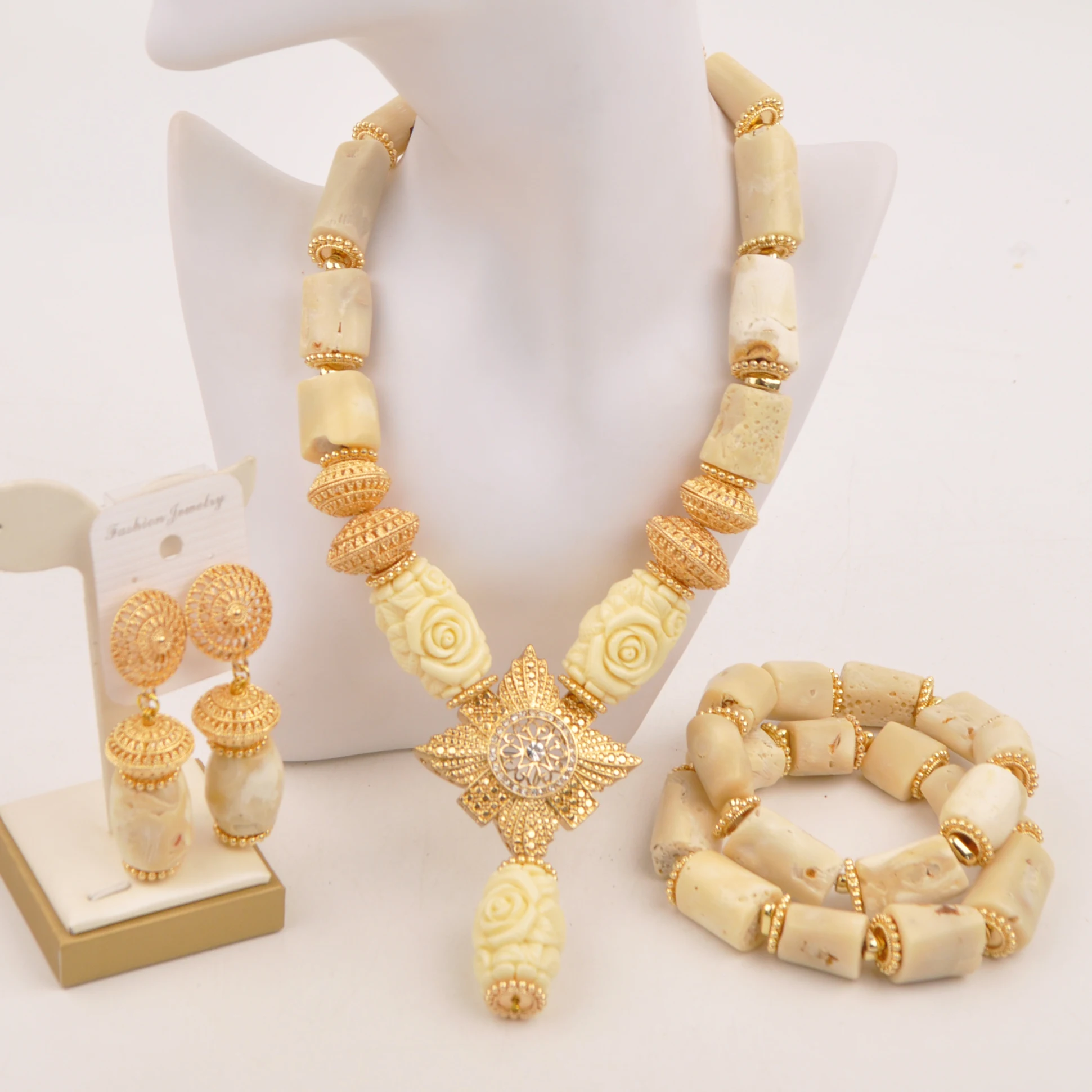 Nigerian Wedding Bride Jewelry Original White Coral Bead Jewelry Sets