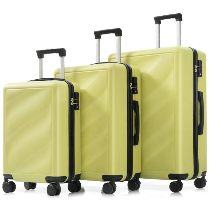 

Set 3 Piece Lightweight Durable ABS Suitcases With Spinner Wheels And Lock Carry On Checked Travel