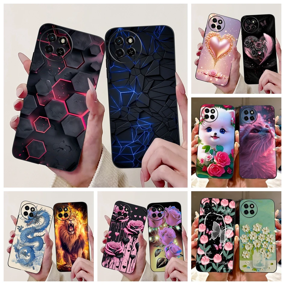 Case For Itel S23 S23+ Cover Fashion Marble Flowers Heart Soft Silicone Protective Cases For Itel S23 Plus S681LN ItelS23 Bumper