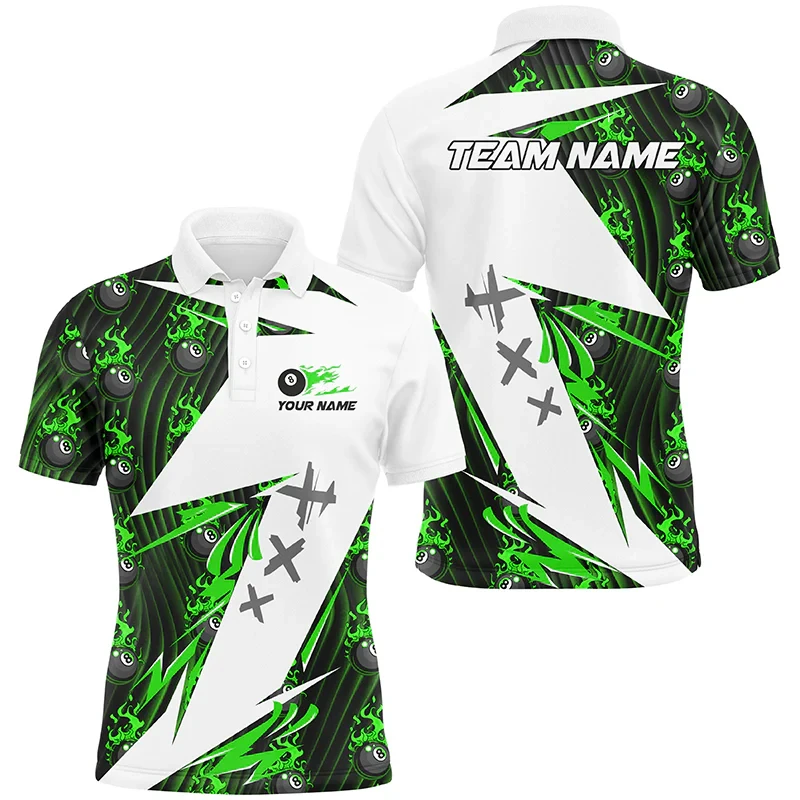 Fashion Billiards Pattern Polo Shirts For Men Summer Trend Custom Name 3D Printed Team Uniforms Oversized Billiards Game Tops