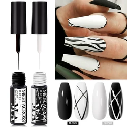 MEET ACROSS-Verhéritage à Ongles Gel de Peinture, Côtelé Français, Fournitures pour Ongles UV, 28 Couleurs, Noir et Blanc, 5ml, N64.Art