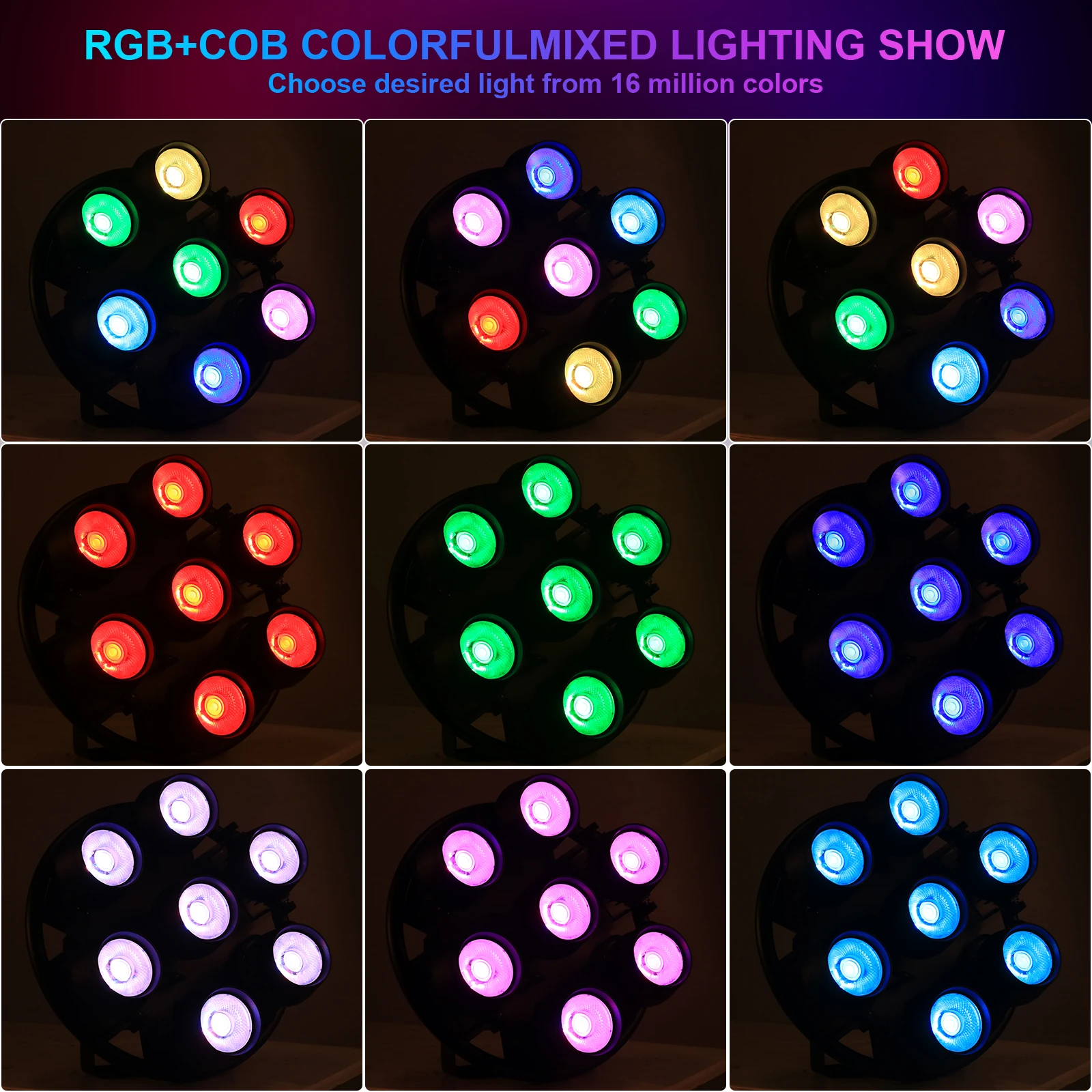 Somspot 7x50W RGB COB Retro Lights LED Retro Flash Light DMX512 Stage Effect Lighting Projector for Church Concert Wedding Party