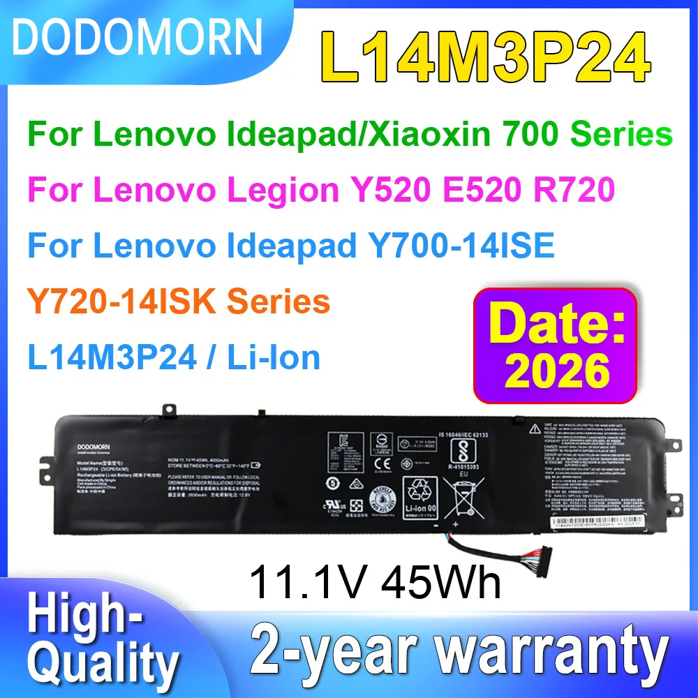 DODOMORN L14M3P24 L14S3P24 For Ideapad Xiaoxin 700 15ISK Y700-14ISK Y720-14ISK Legion E520 R720 Y520-15IKB Laptop Battery OEM