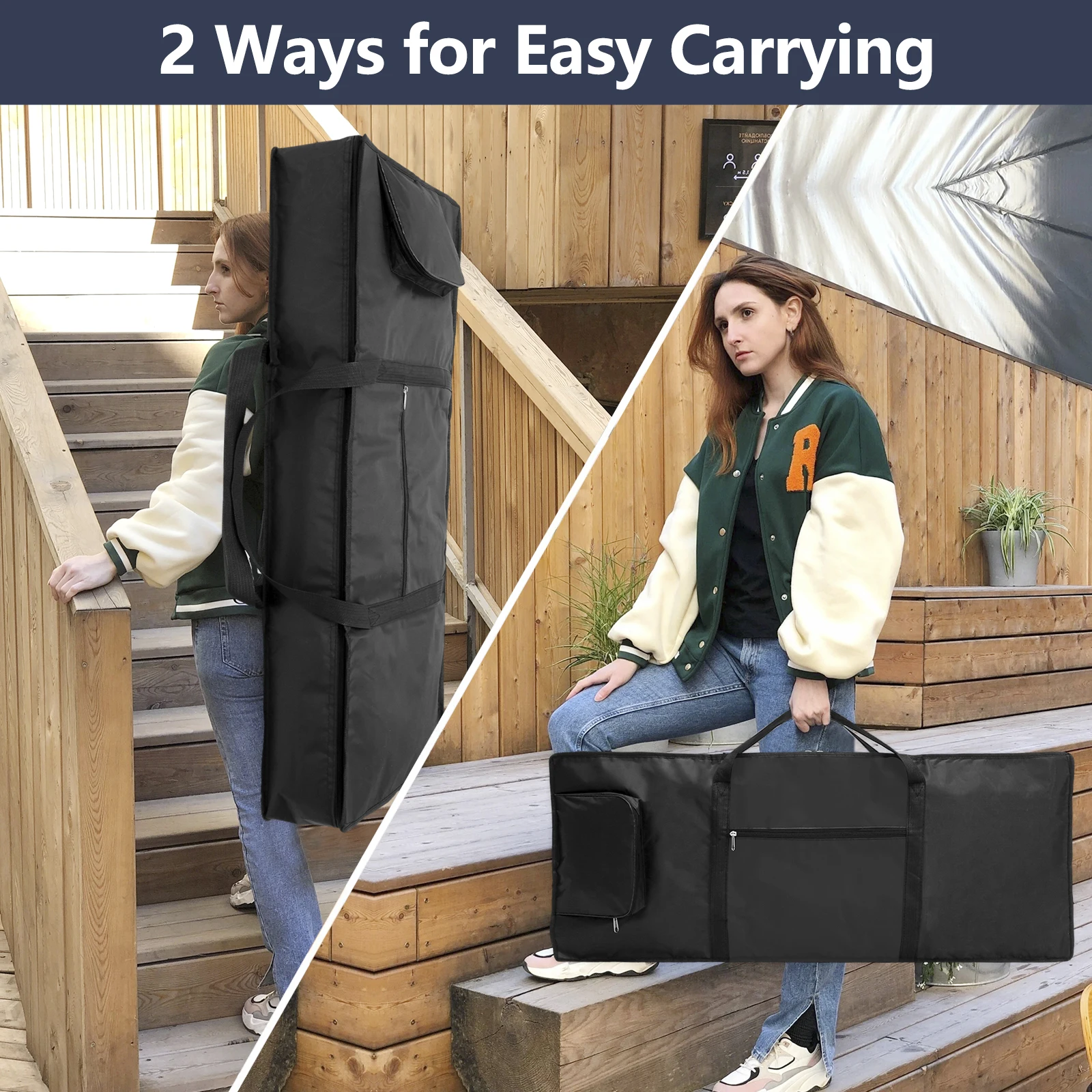 61 Keys Piano Storage Bag Waterproof 420D Oxford Cloth Portable Instrument Keyboard Dustproof Protective Cover with Side Pockets
