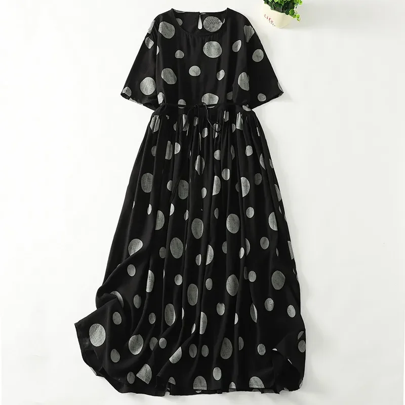 水玉模様の女性用ロングドレス,レースアップ,スリム,空中ブランコ,ラージスイング,ヴィンテージファッション,新しい夏のコレクション2020