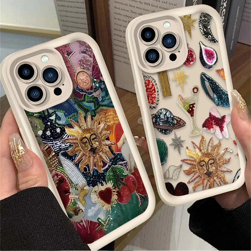 Retro Sun Planet Cocktail Phone Case for OnePlus 12 12R 11 11R 10R 8T Nord CE Ace 2 3 4 Lite 4G 5G Soft Silicone TPU Back Cover